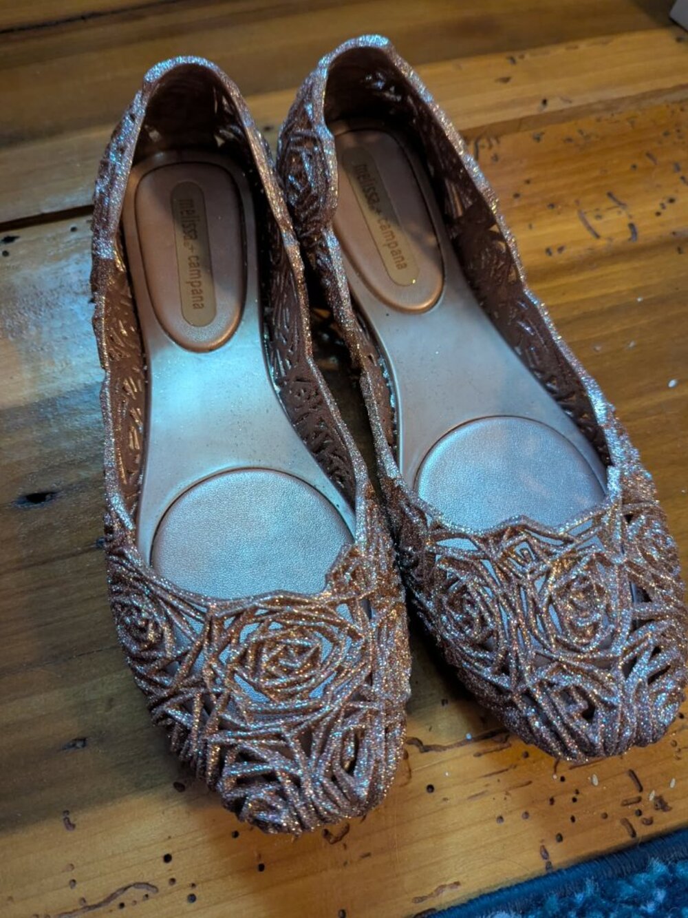 Melissa x Campana Rose Gold Jelly Flats Size 8